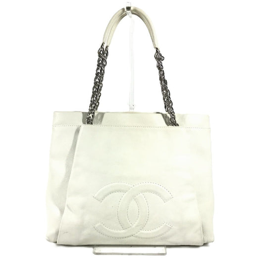 CHANEL Shoulder Bag Soft caviar skin white CC COCO Mark