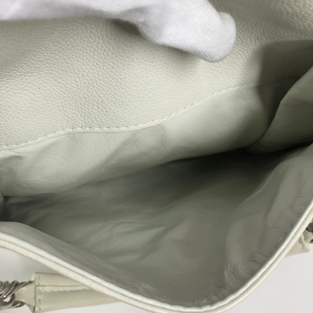CHANEL Shoulder Bag Soft caviar skin white CC COCO Mark