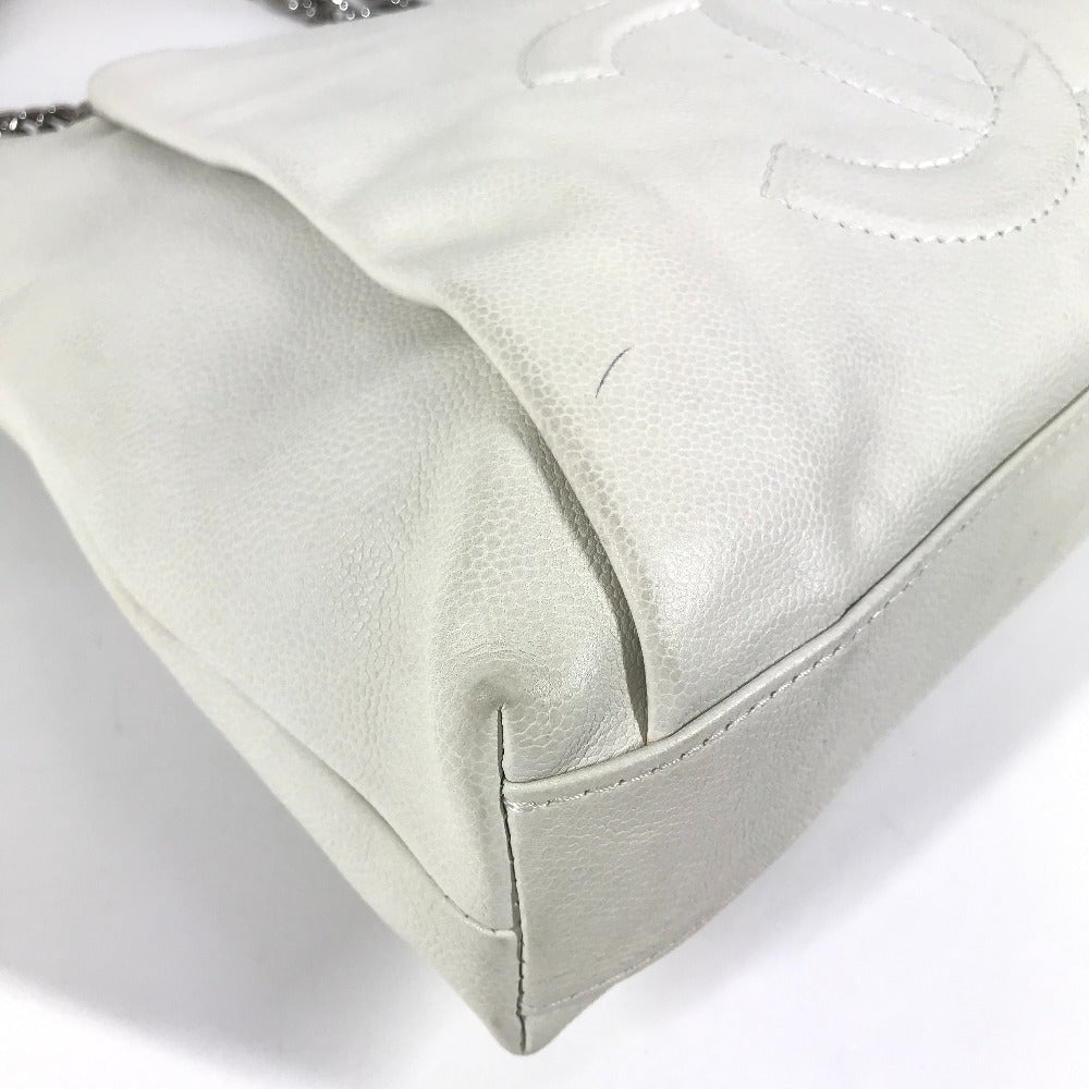 CHANEL Shoulder Bag Soft caviar skin white CC COCO Mark