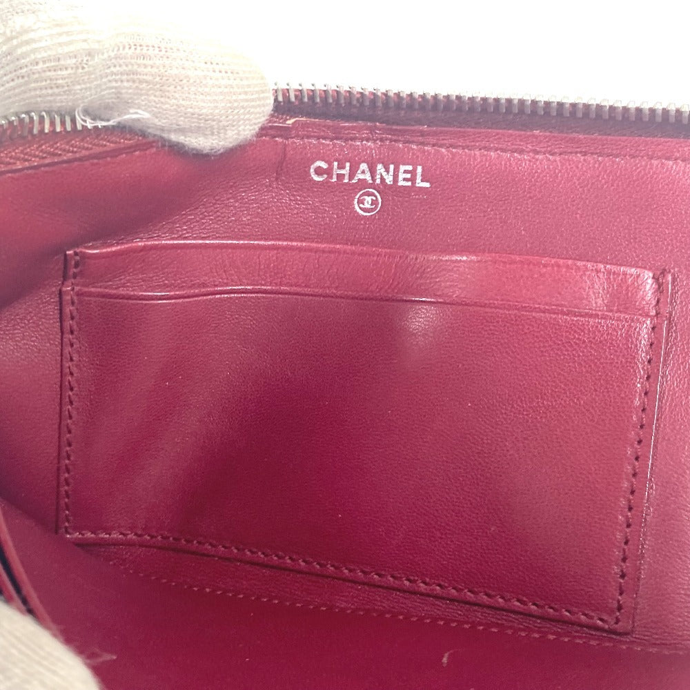 CHANEL Long Wallet Purse leather blue CC COCO Mark logo L-shaped zipper Matelasse quilting
