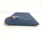 CHANEL Long Wallet Purse leather blue CC COCO Mark logo L-shaped zipper Matelasse quilting