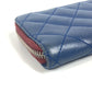 CHANEL Long Wallet Purse leather blue CC COCO Mark logo L-shaped zipper Matelasse quilting