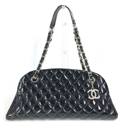 CHANEL Shoulder Bag enamel black Mademoiselle boring bag CC COCO Mark logo Matelasse quilting