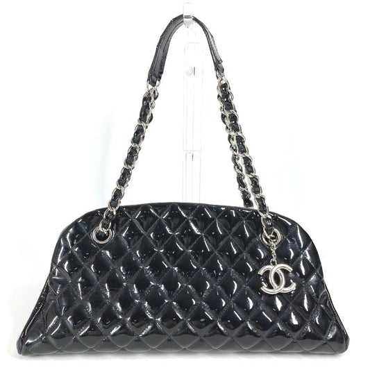 CHANEL Shoulder Bag enamel black Mademoiselle boring bag CC COCO Mark logo Matelasse quilting