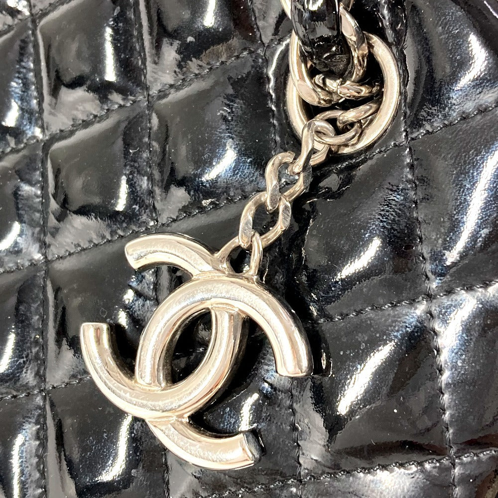 CHANEL Shoulder Bag enamel black Mademoiselle boring bag CC COCO Mark logo Matelasse quilting