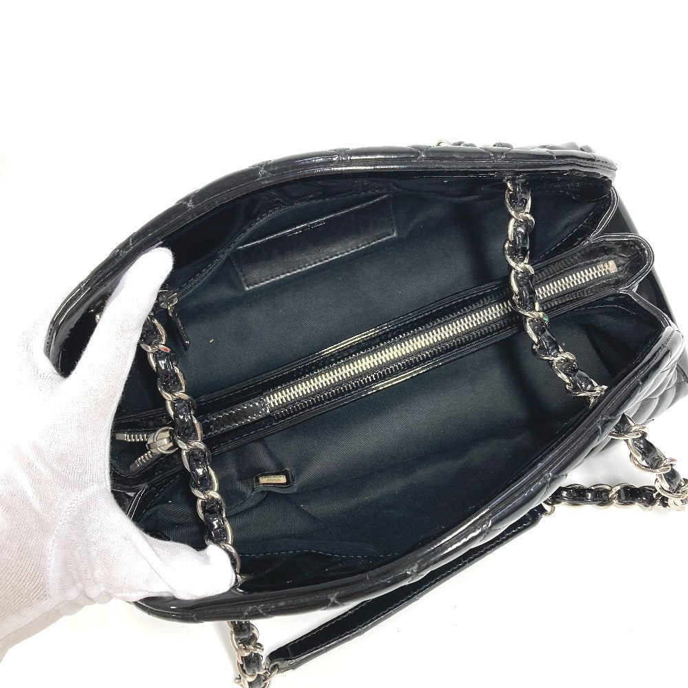 CHANEL Shoulder Bag enamel black Mademoiselle boring bag CC COCO Mark logo Matelasse quilting