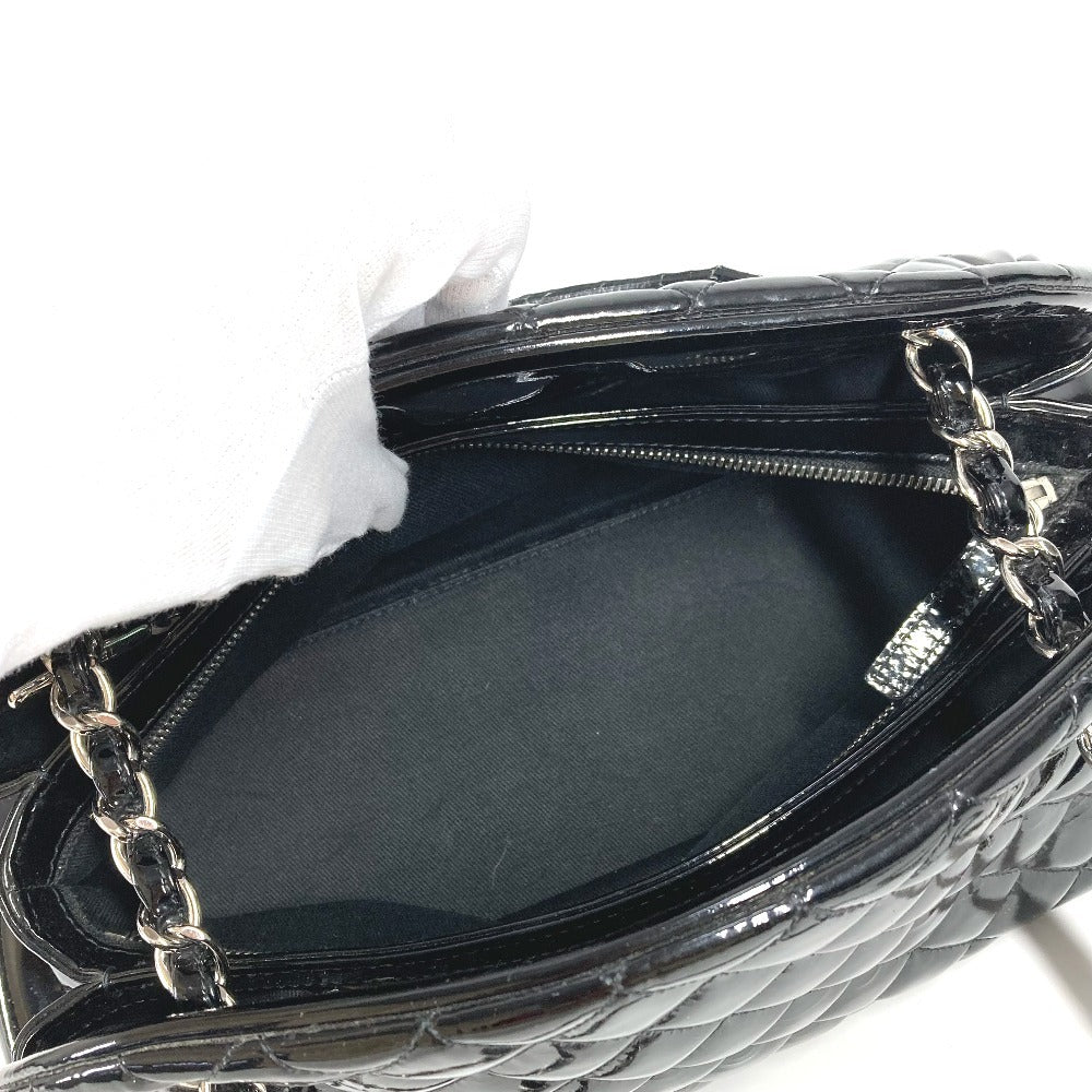 CHANEL Shoulder Bag enamel black Mademoiselle boring bag CC COCO Mark logo Matelasse quilting