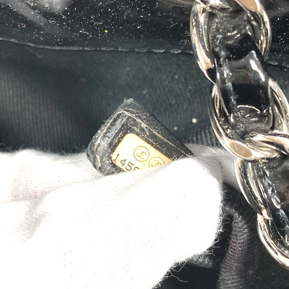CHANEL Shoulder Bag enamel black Mademoiselle boring bag CC COCO Mark logo Matelasse quilting
