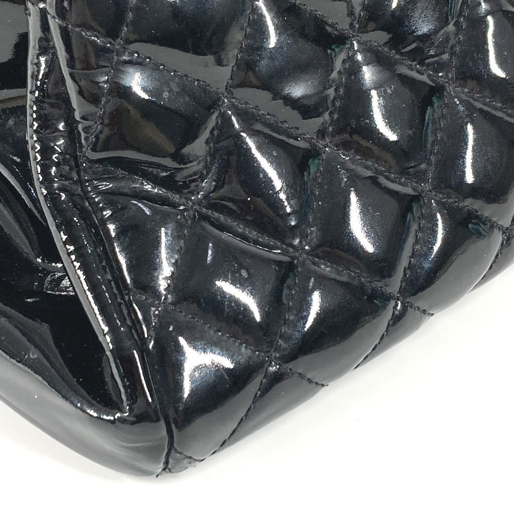 CHANEL Shoulder Bag enamel black Mademoiselle boring bag CC COCO Mark logo Matelasse quilting