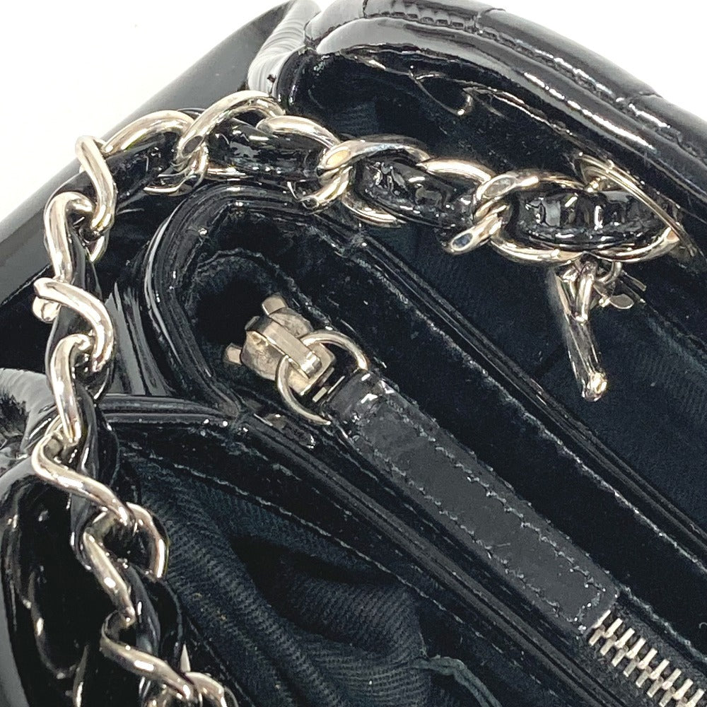 CHANEL Shoulder Bag enamel black Mademoiselle boring bag CC COCO Mark logo Matelasse quilting