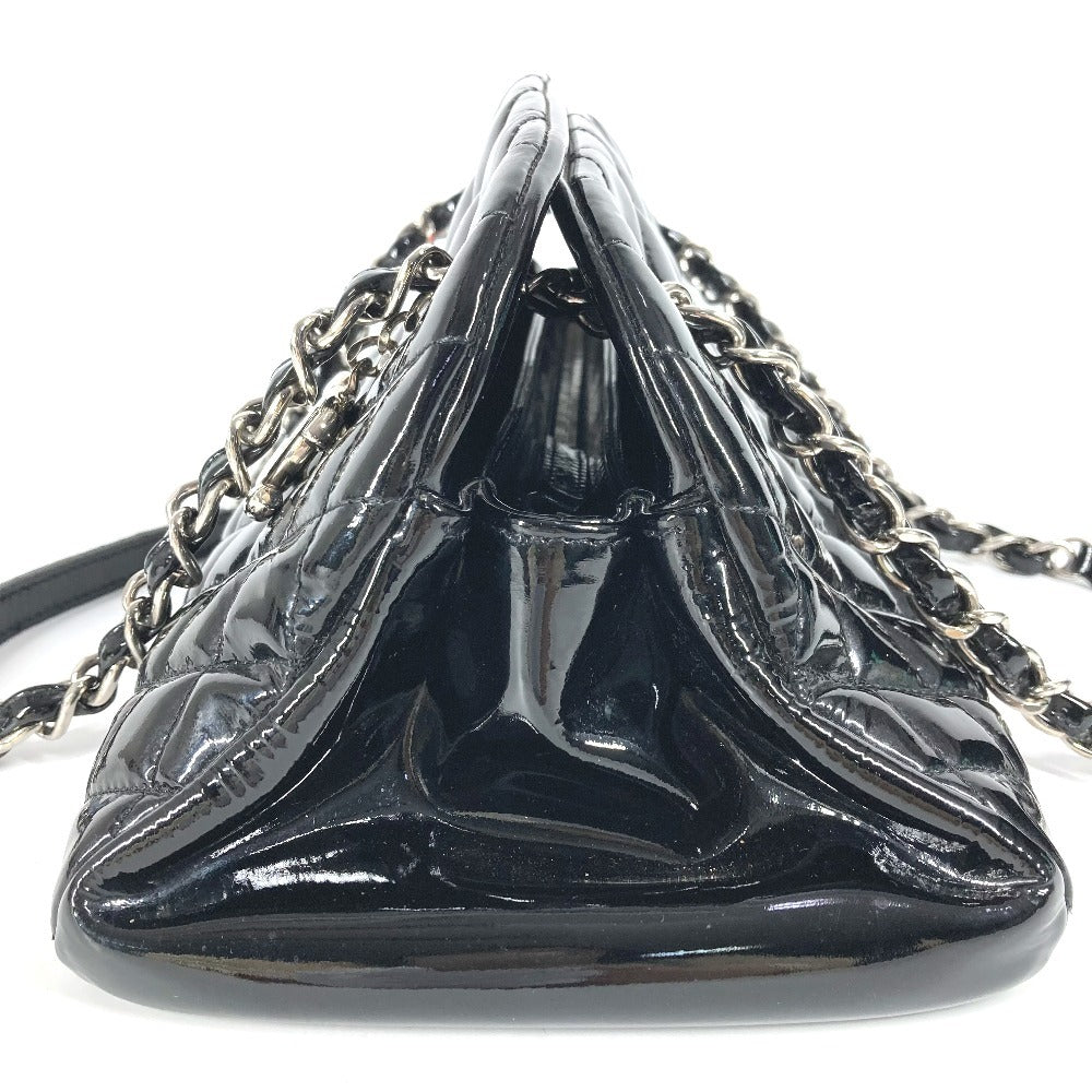 CHANEL Shoulder Bag enamel black Mademoiselle boring bag CC COCO Mark logo Matelasse quilting