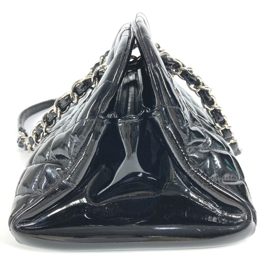 CHANEL Shoulder Bag enamel black Mademoiselle boring bag CC COCO Mark logo Matelasse quilting