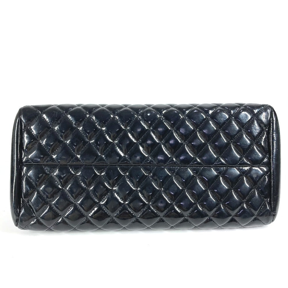 CHANEL Shoulder Bag enamel black Mademoiselle boring bag CC COCO Mark logo Matelasse quilting