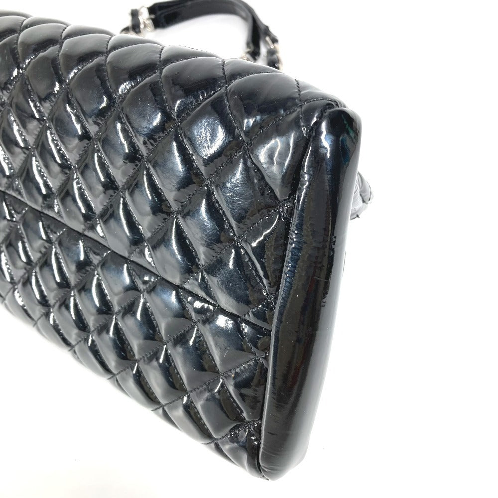 CHANEL Shoulder Bag enamel black Mademoiselle boring bag CC COCO Mark logo Matelasse quilting