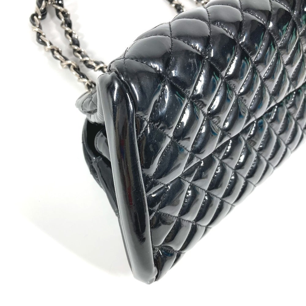 CHANEL Shoulder Bag enamel black Mademoiselle boring bag CC COCO Mark logo Matelasse quilting