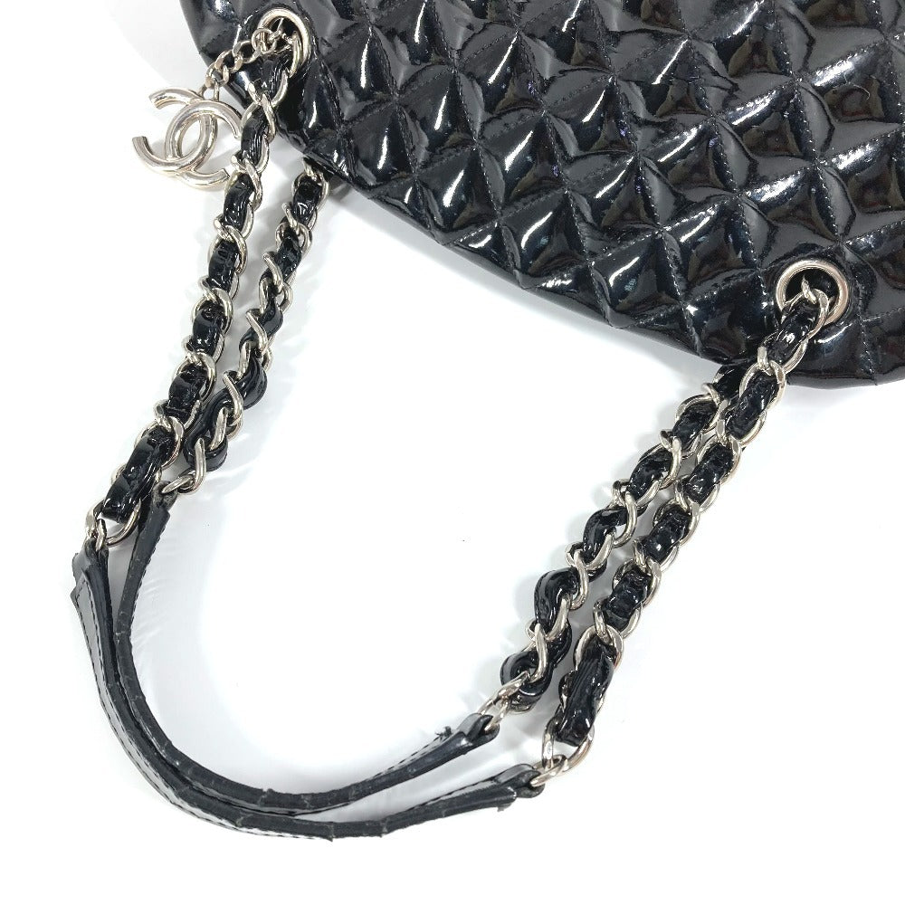 CHANEL Shoulder Bag enamel black Mademoiselle boring bag CC COCO Mark logo Matelasse quilting
