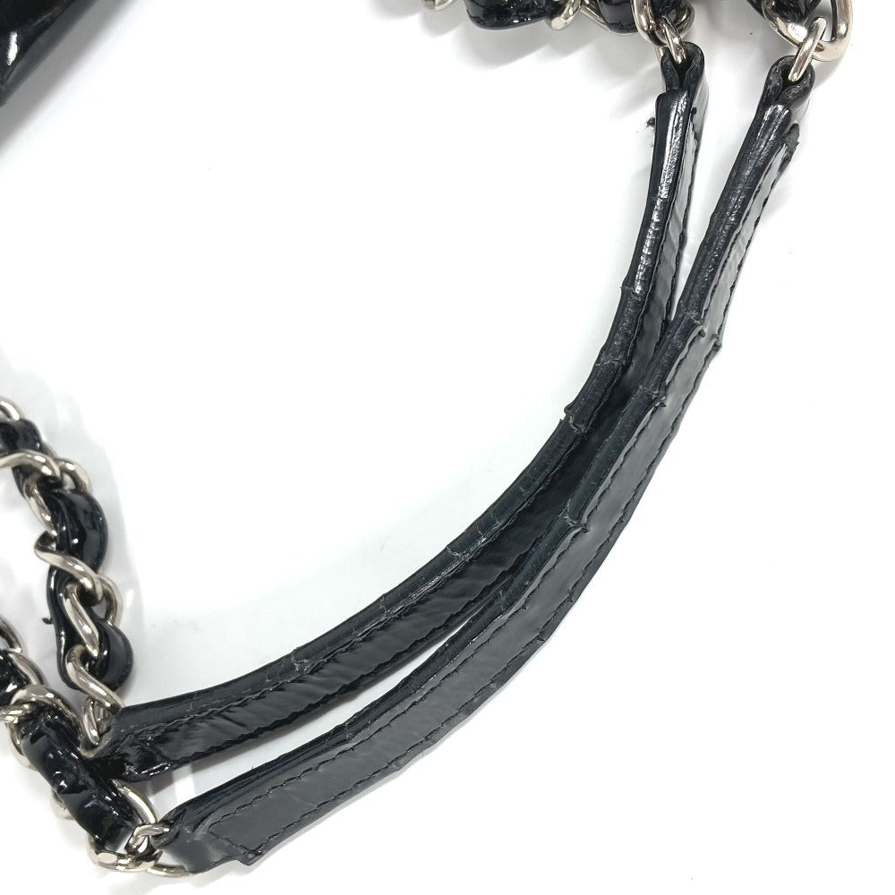 CHANEL Shoulder Bag enamel black Mademoiselle boring bag CC COCO Mark logo Matelasse quilting