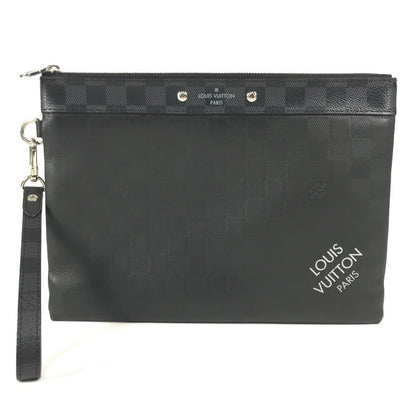 LOUIS VUITTON Clutch bag N60502 Damier Infini Leather , Damier Graphite Canvas black Damier Infinie Graphite Pochette To Go