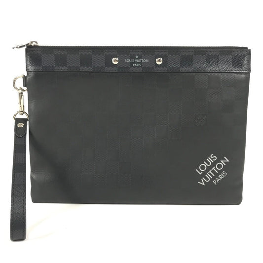 LOUIS VUITTON Clutch bag N60502 Damier Infini Leather , Damier Graphite Canvas black Damier Infinie Graphite Pochette To Go