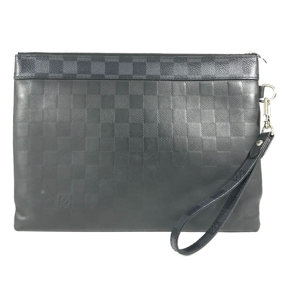 LOUIS VUITTON Clutch bag N60502 Damier Infini Leather , Damier Graphite Canvas black Damier Infinie Graphite Pochette To Go