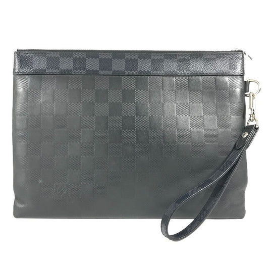 LOUIS VUITTON Clutch bag N60502 Damier Infini Leather , Damier Graphite Canvas black Damier Infinie Graphite Pochette To Go