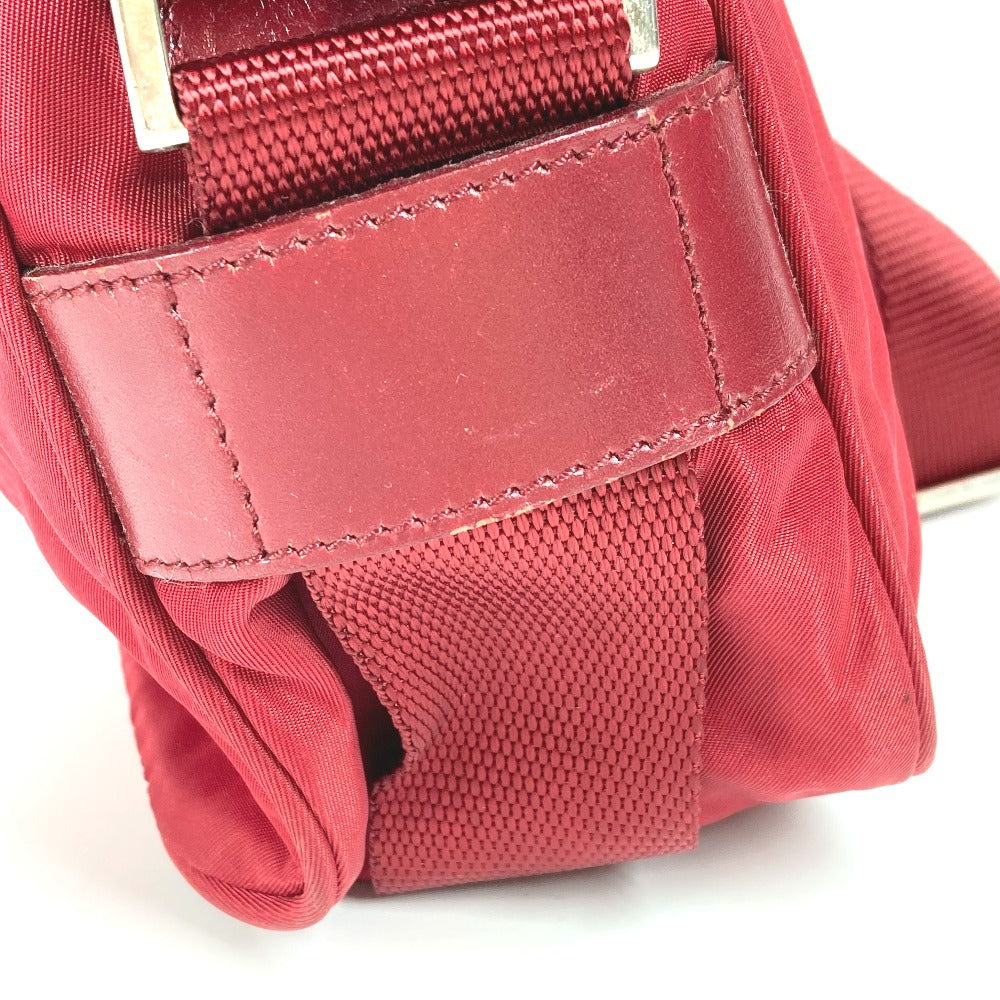 PRADA Shoulder Bag Leather / nylon Red Triangle logo plate