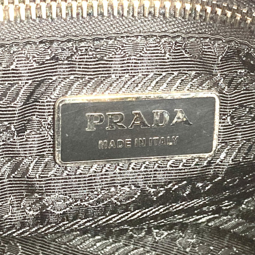 PRADA Shoulder Bag Leather / nylon Red Triangle logo plate