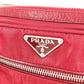 PRADA Shoulder Bag Leather / nylon Red Triangle logo plate