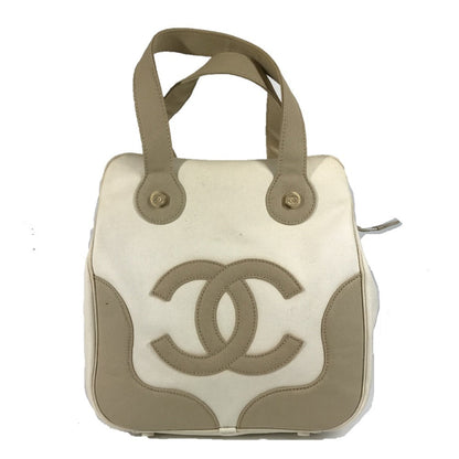 CHANEL Handbag canvas beige CC COCO Mark logo marshmallow