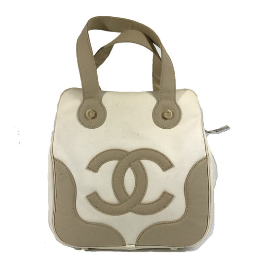 CHANEL Handbag canvas beige CC COCO Mark logo marshmallow