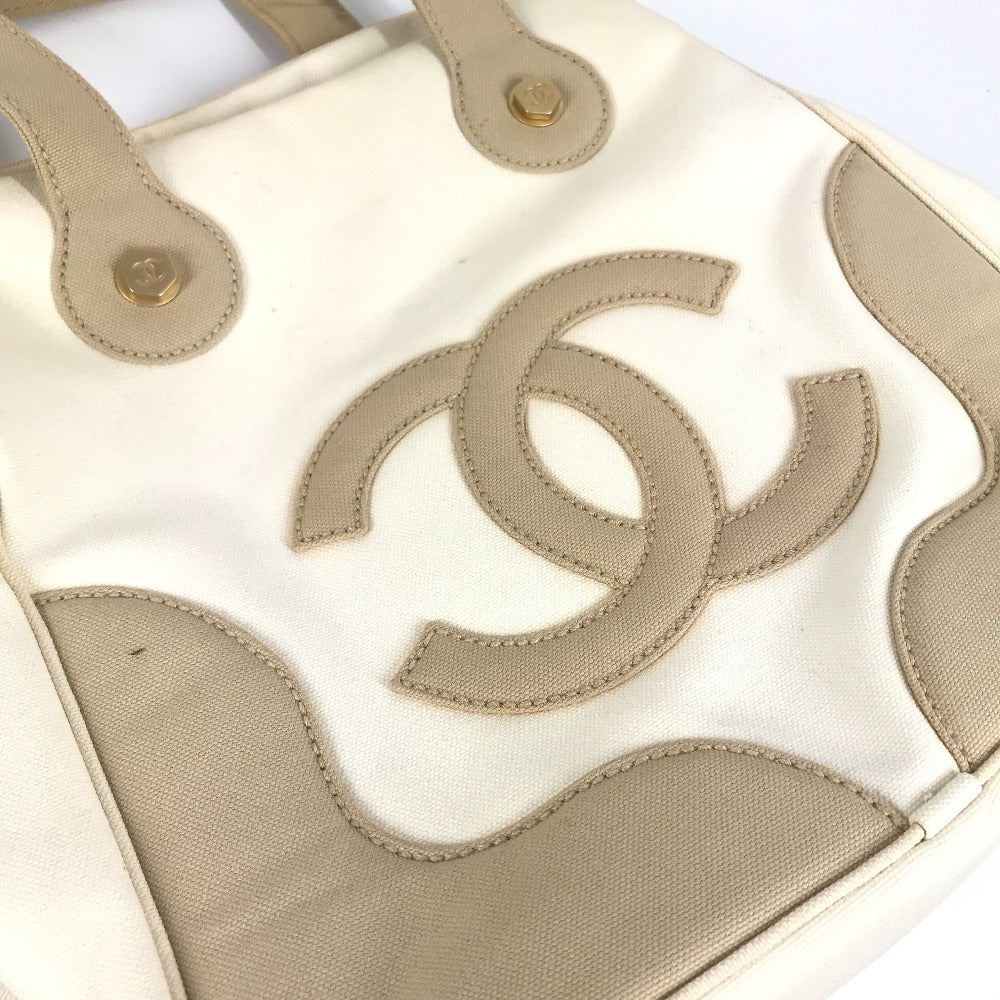 CHANEL Handbag canvas beige CC COCO Mark logo marshmallow