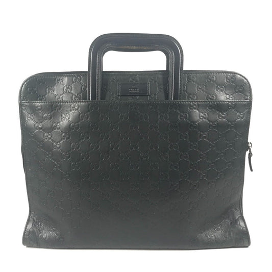 GUCCI Briefcase 152604 Sima leather black Handbag, document bag Guccissima GG logo