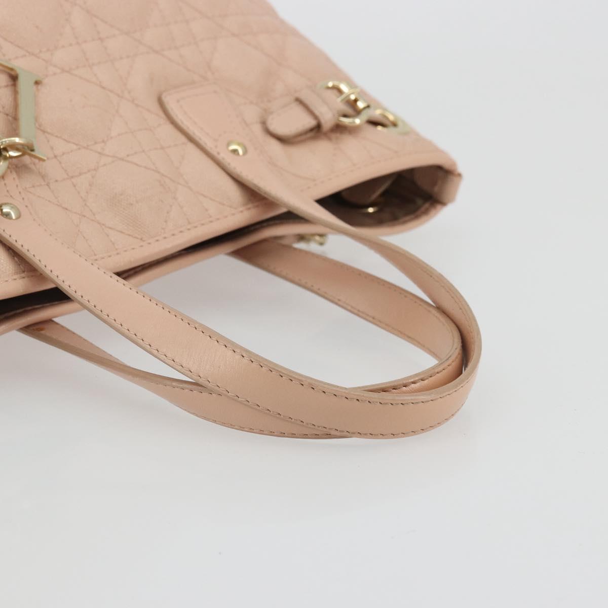 Christian Dior Cannage Panarea Hand Bag Coated Canvas Pink