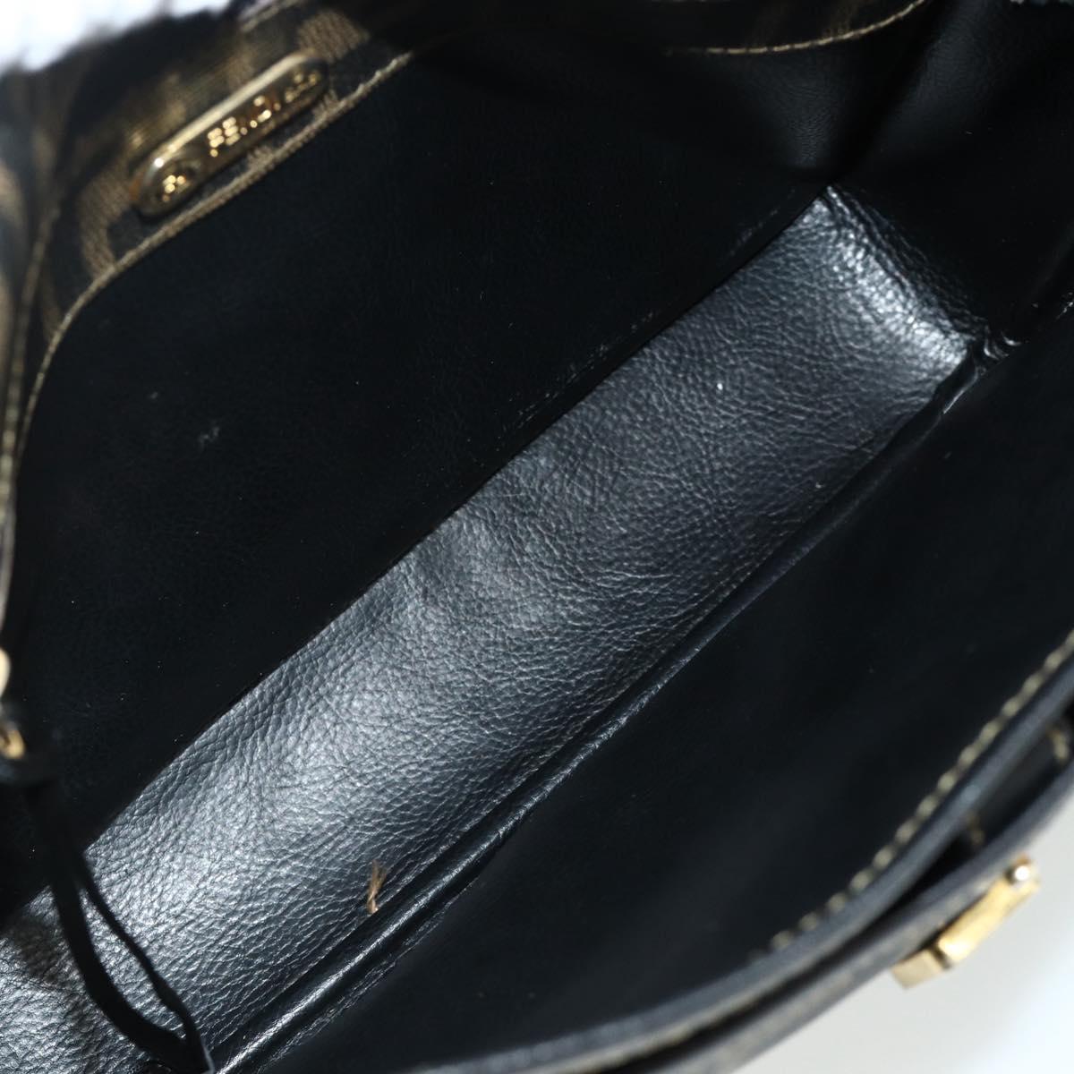 FENDI Zucca Canvas Shoulder Bag Black Brown
