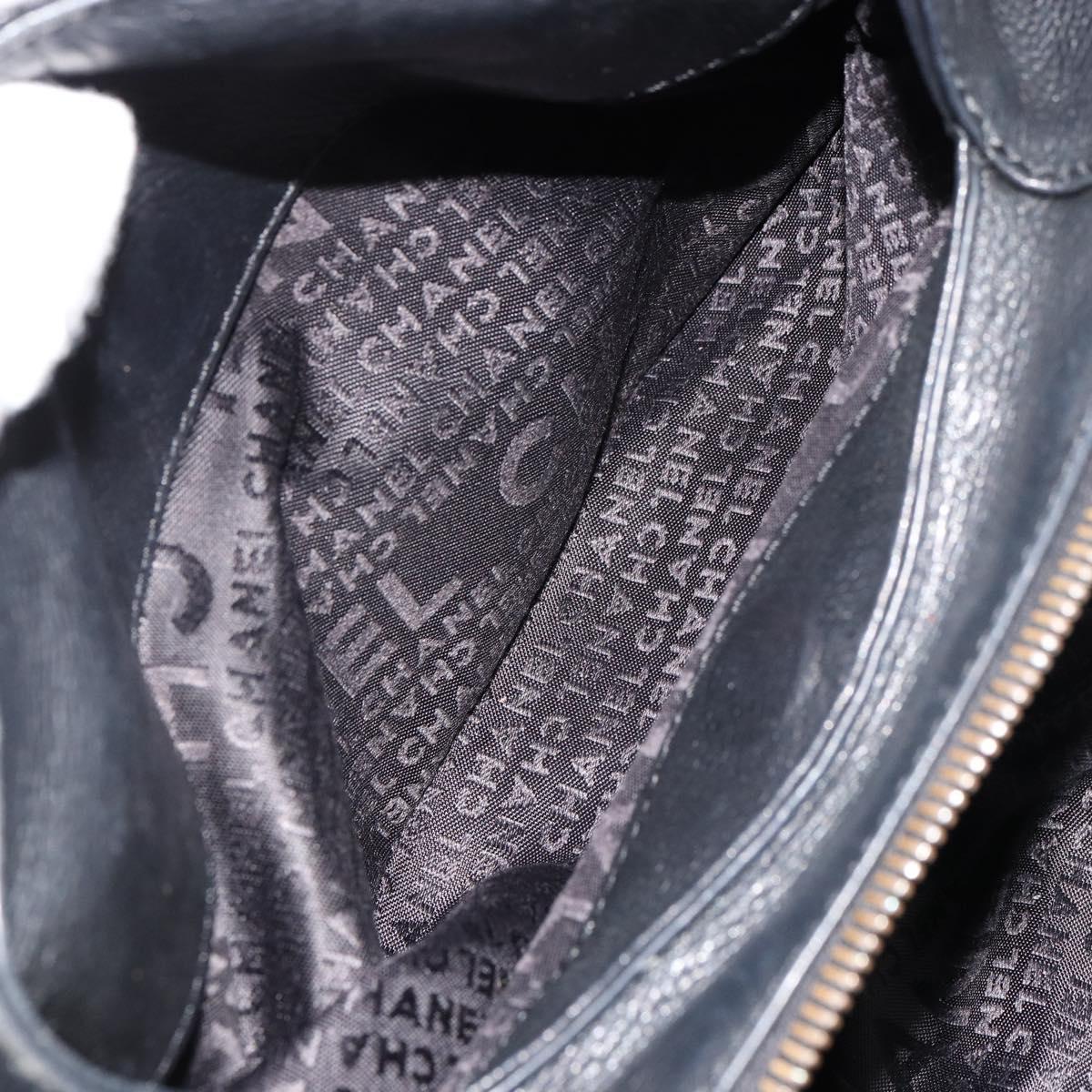 CHANEL Handbag Caviar Skin Black Silver CC