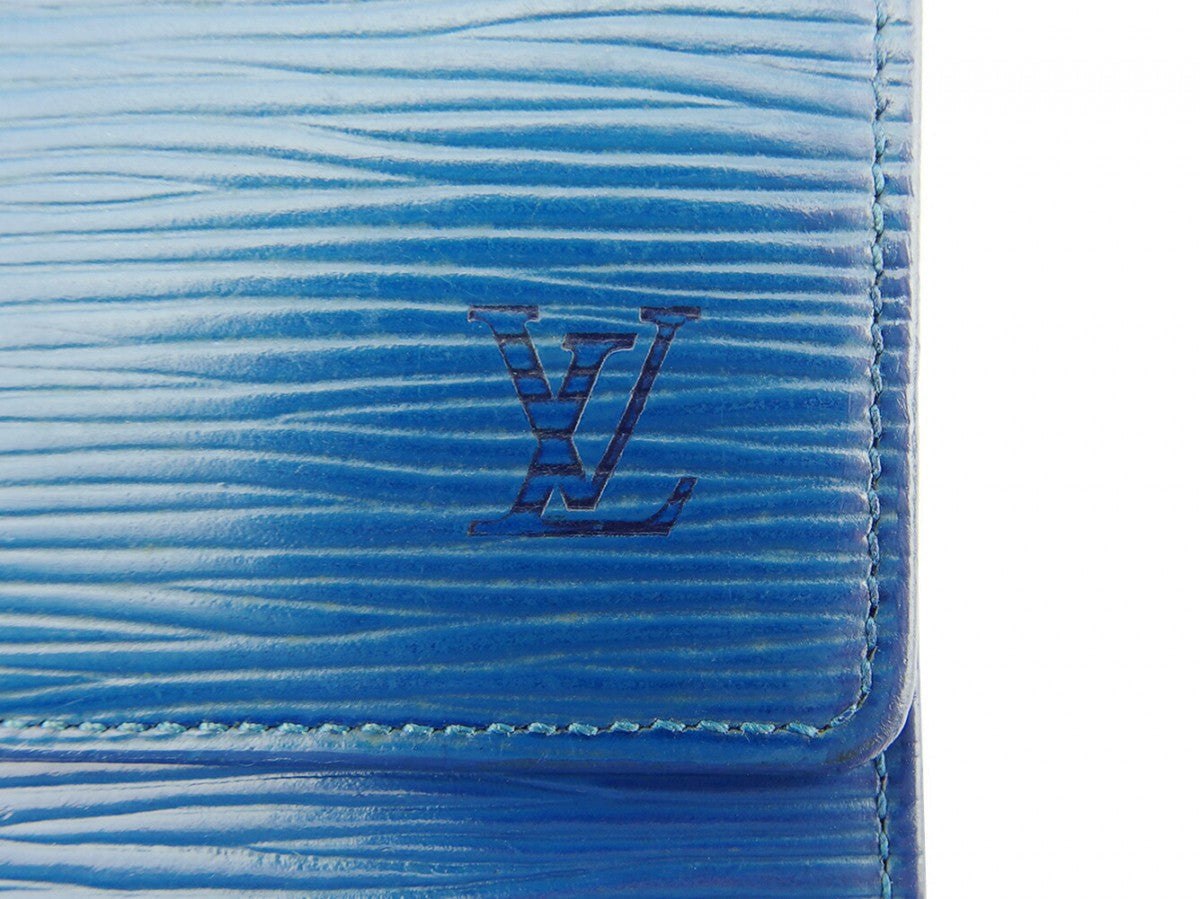 LOUIS VUITTON Bifold Wallet M63485 blue Porte Monnaie Billets Cartes Credit