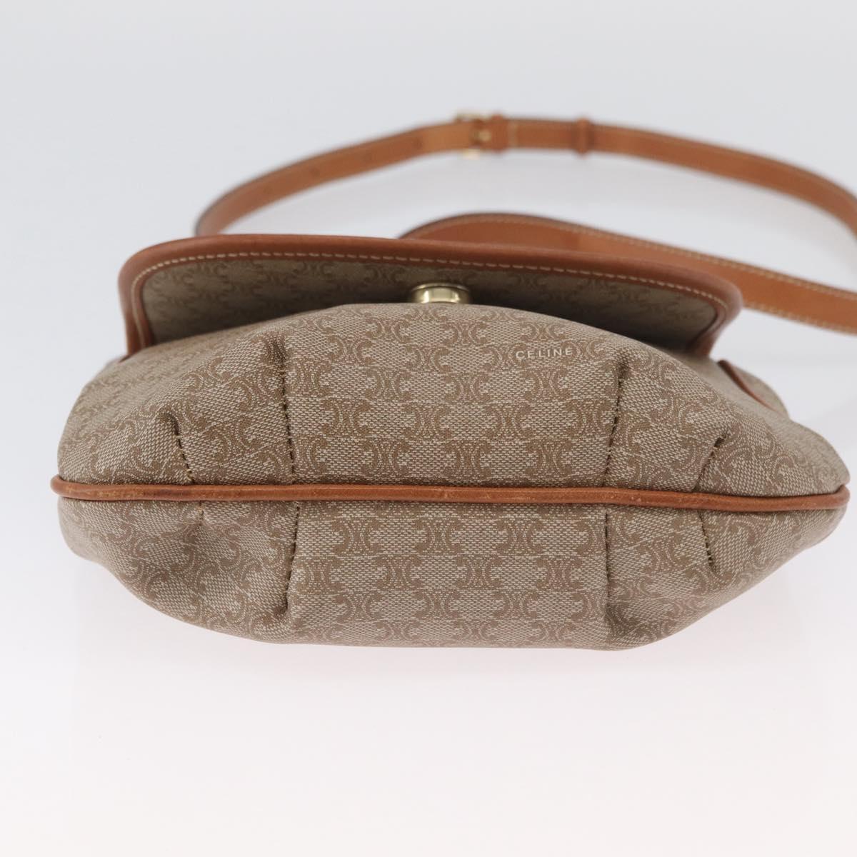 CELINE Macadam Monogram Canvas Shoulder Bag Beige Gold