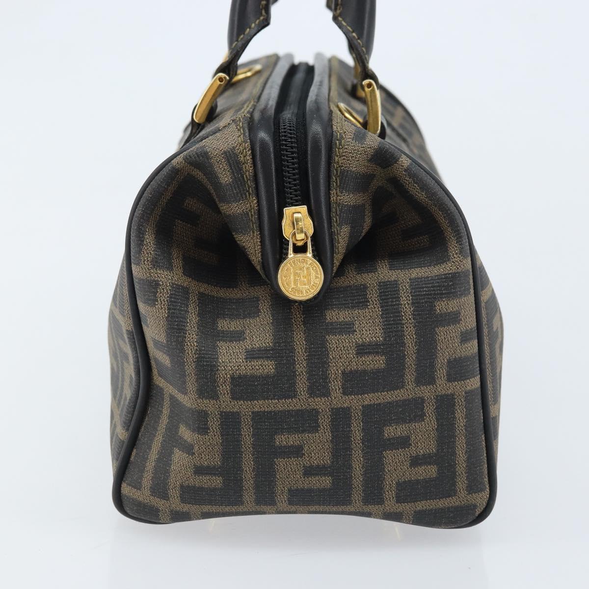 FENDI Zucca Canvas Boston Bag PVC Brown Black