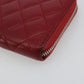 CHANEL Matelasse Long Wallet Caviar Skin Red Silver CC