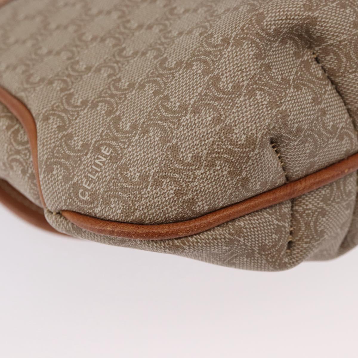 CELINE Macadam Monogram Canvas Shoulder Bag Beige Gold