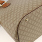 CELINE Two Way Macadam Canvas HandBag Beige Gold