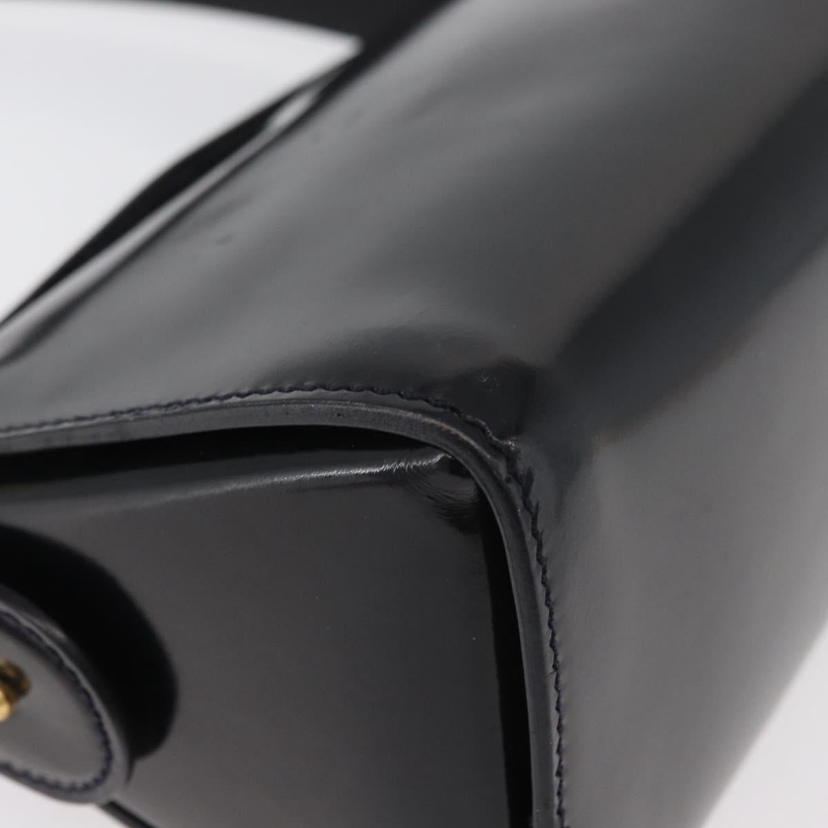 FENDI Hand Bag Leather Black Gold