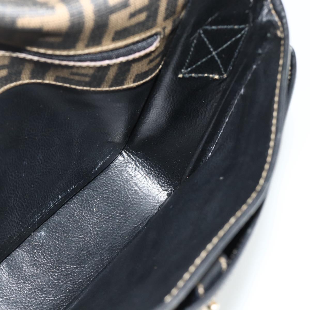 FENDI Zucca Canvas Shoulder Bag Black Brown