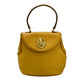DIOR Top Handle Handbag Yellow Leather CD Metal Logo