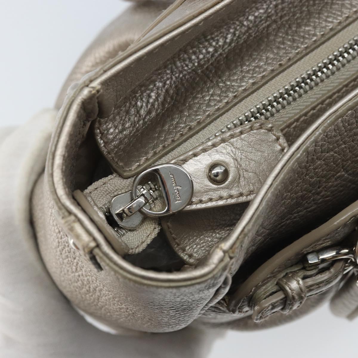 Salvatore Ferragamo Hand Bag Leather Silver