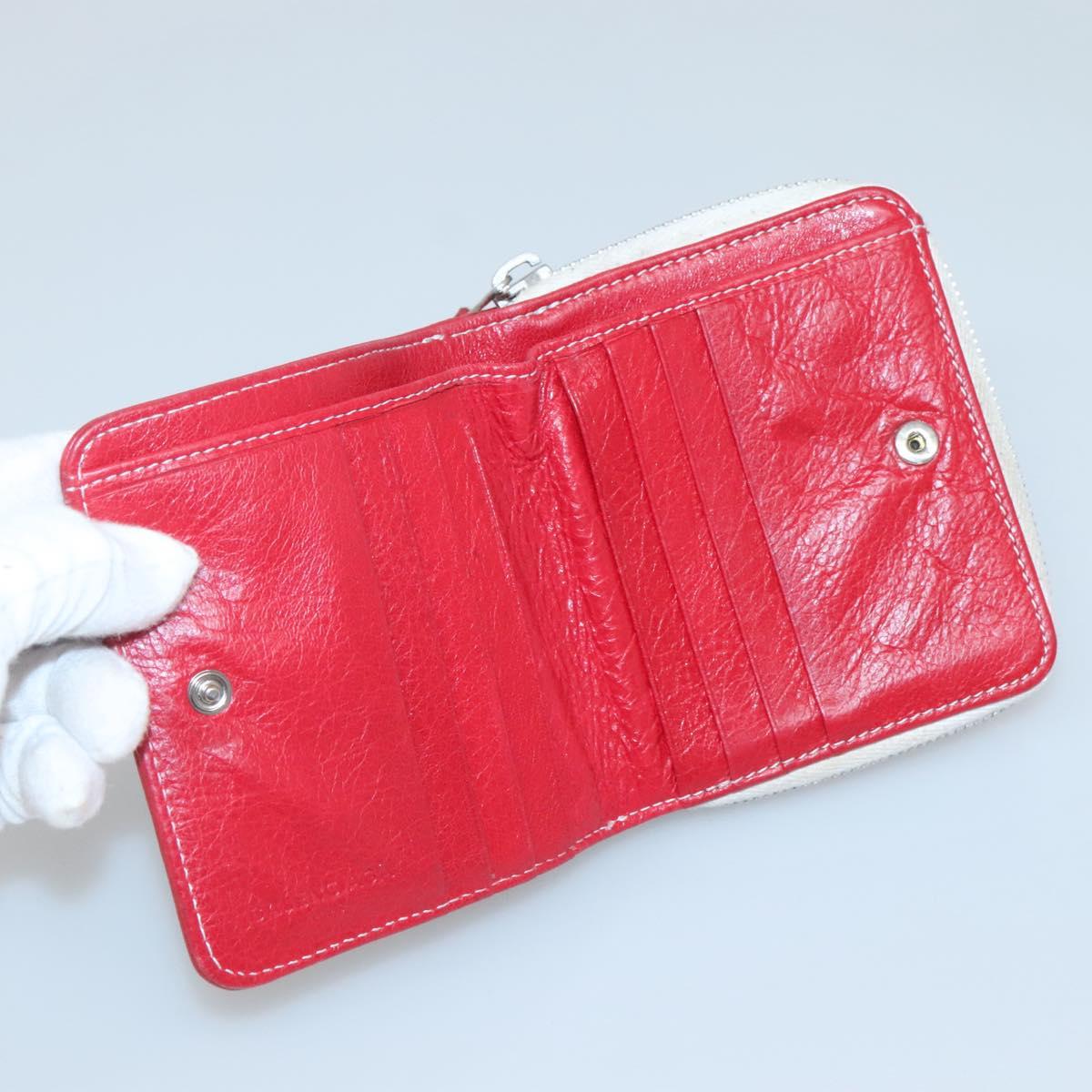 BALENCIAGA Bifold Wallet Leather Multicolor Red Silver