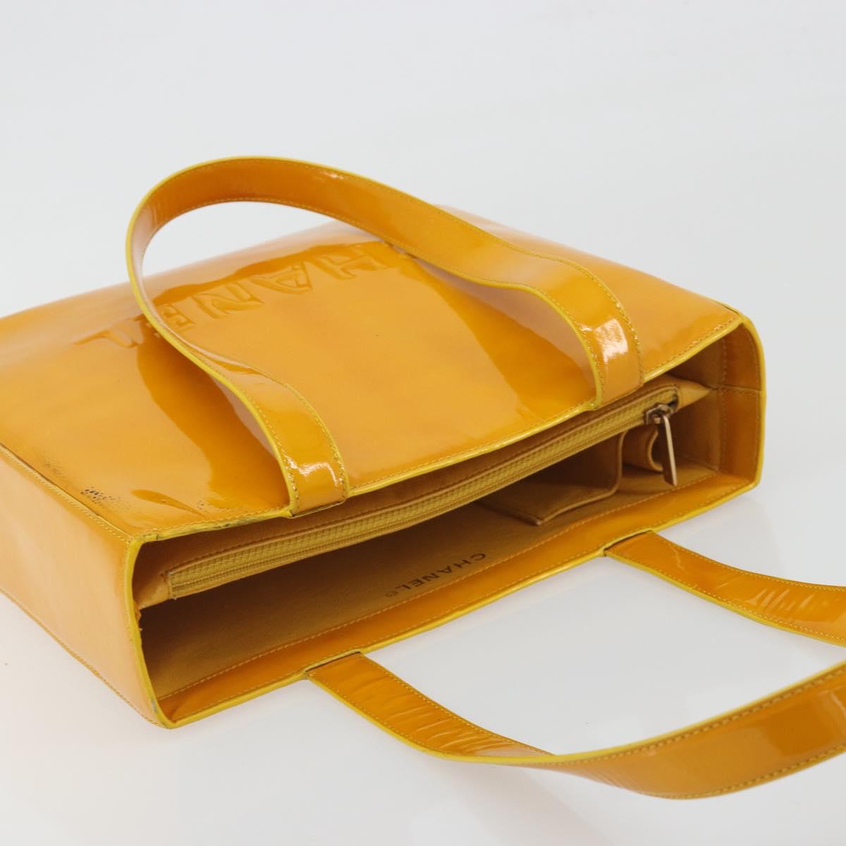 CHANEL Tote Bag Patent Leather Orange CC