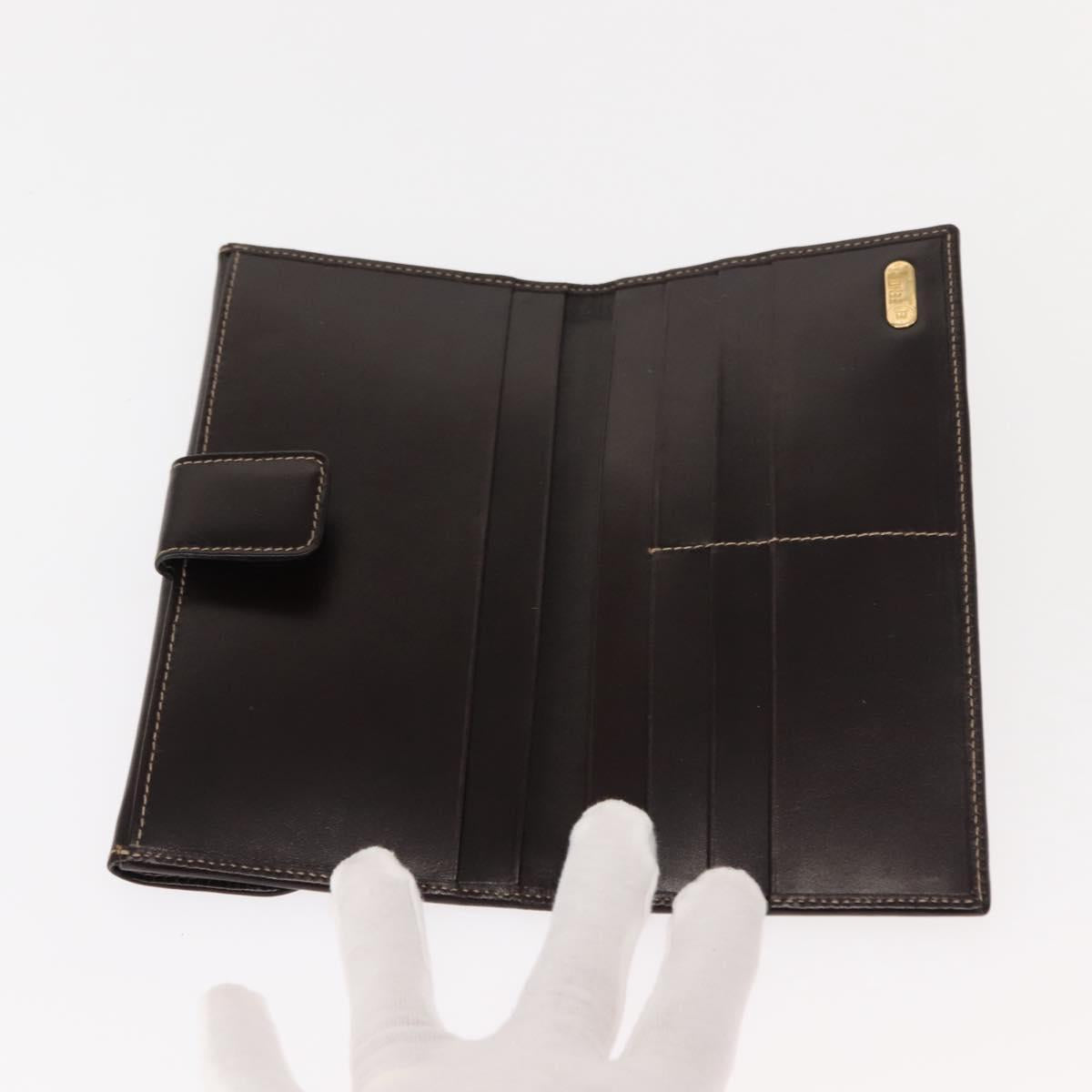FENDI Zucca Canvas Long Wallet Black Brown