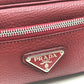 PRADA Pouch leather Red Triangle With logo Women Used Authentic