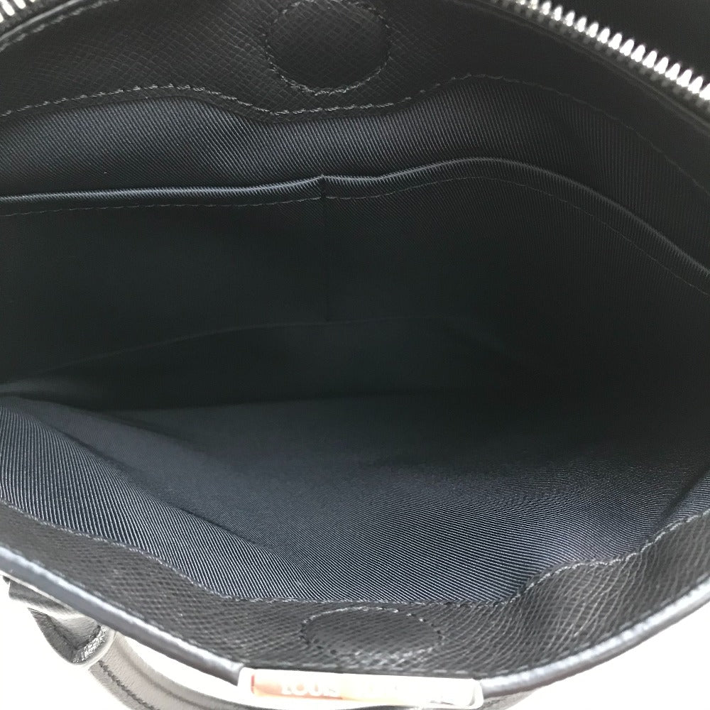 LOUIS VUITTON Handbag M33433 Taiga Leather Black x Silver Metal Taiga Anton Tote